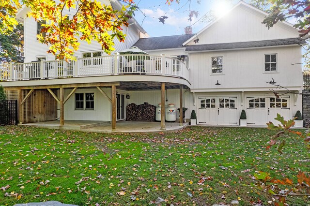 1 Hathaway Rd, East Lyme, CT 06333 - rear view of house featuring a patio area, a lawn, and a wooden deck