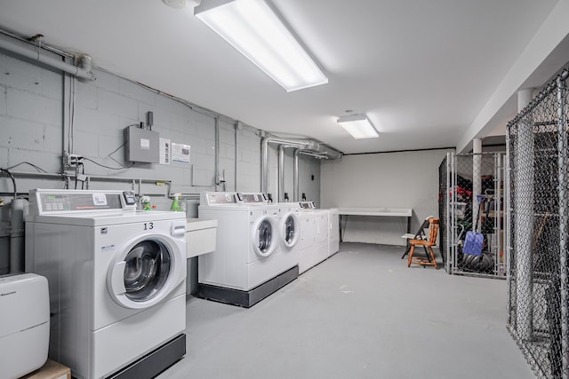 17 Fordyce Ct Apt 2, New Milford, CT 06776 - community laundry room with concrete block wall and washer and dryer