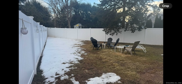 view of yard featuring a fenced backyard