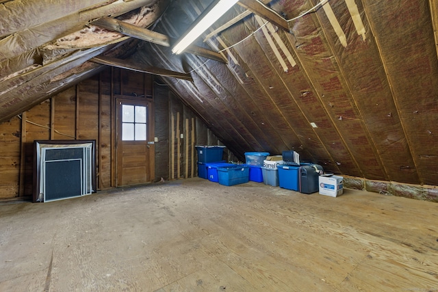 view of unfinished attic