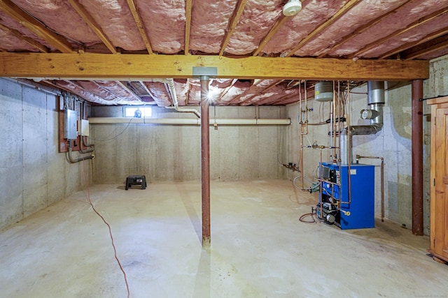 basement with a heating unit