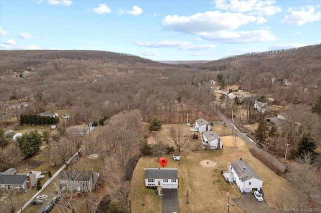 birds eye view of property with a mountain view