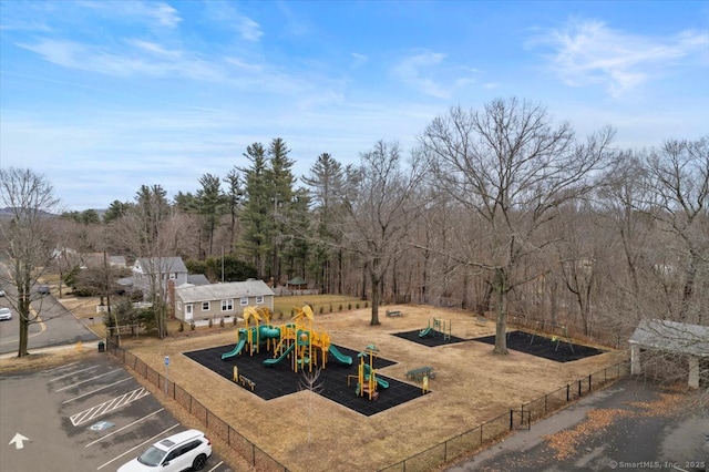 communal playground with fence