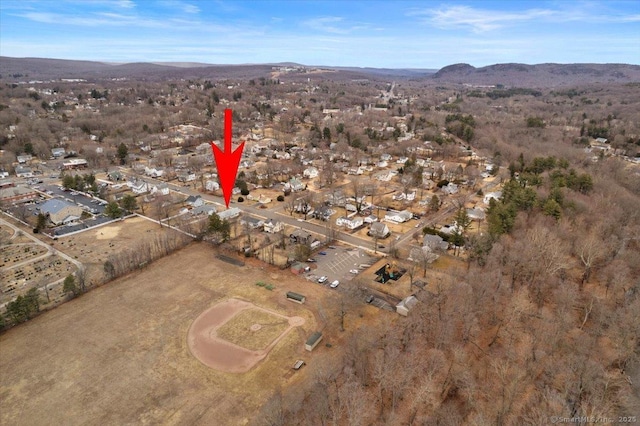 aerial view featuring a mountain view