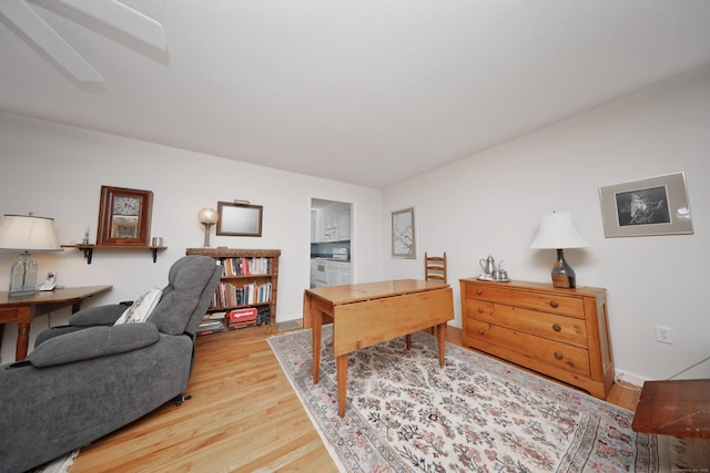 office area with light wood-style flooring