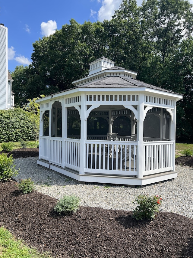 exterior space featuring a gazebo