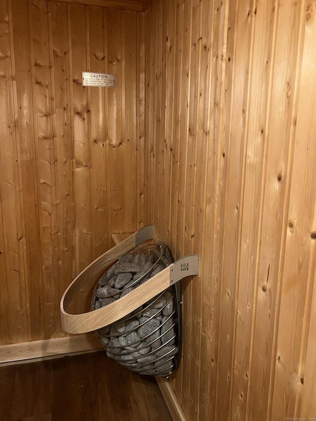 view of sauna / steam room featuring wood finished floors