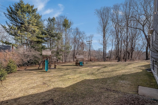 view of yard featuring a playground