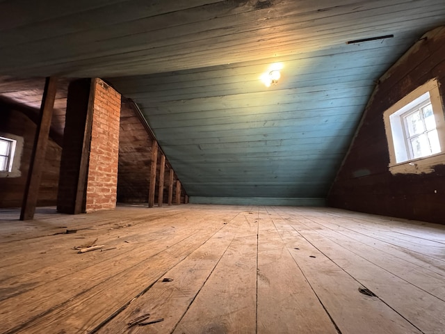 view of unfinished attic