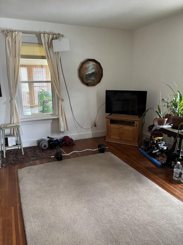 living room featuring baseboards and wood finished floors