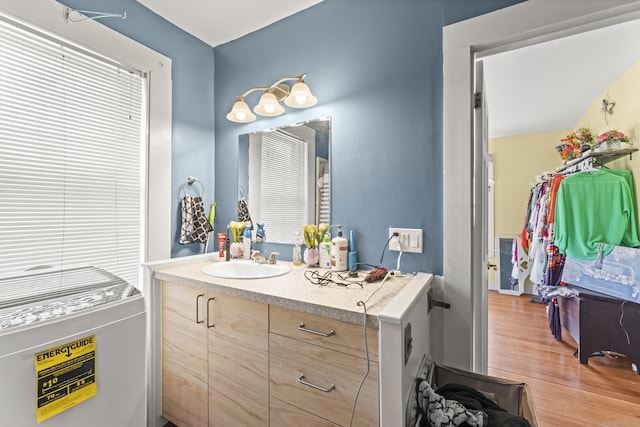 bathroom featuring wood finished floors and vanity