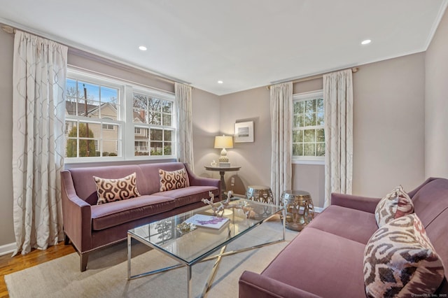 24 Laforge Rd, Darien, CT 06820 - living area featuring wood finished floors and recessed lighting