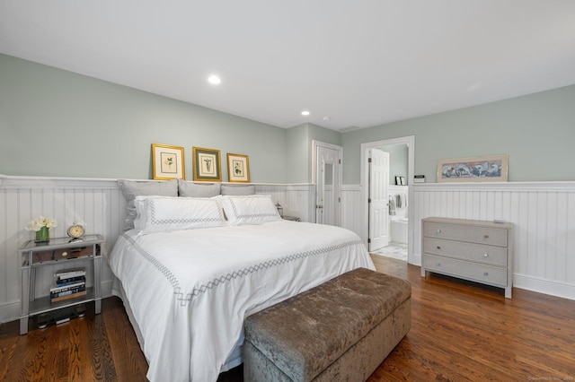 24 Laforge Rd, Darien, CT 06820 - bedroom with a wainscoted wall, wood finished floors, recessed lighting, and ensuite bathroom