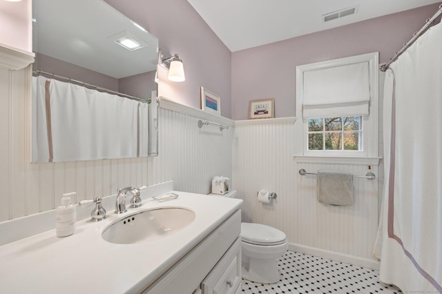 24 Laforge Rd, Darien, CT 06820 - bathroom featuring vanity, wainscoting, and curtained shower