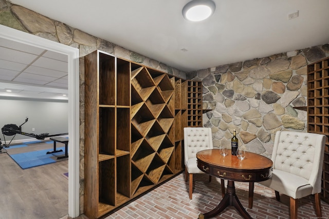 wine room featuring brick floor