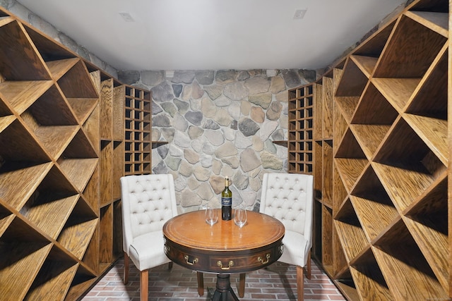 wine area with brick floor