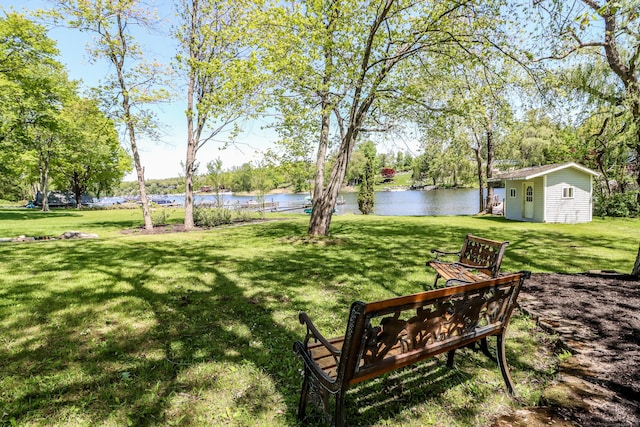 38 N Lake Shore Dr, Brookfield, CT 06804 - view of grassy yard featuring a water view and an outbuilding