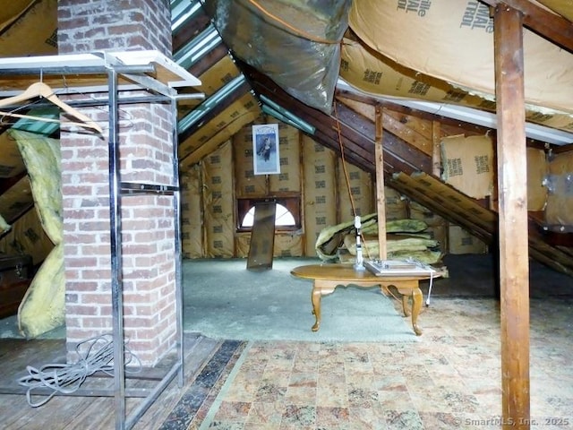 view of unfinished attic