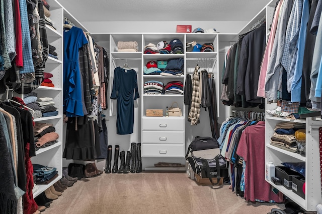 spacious closet with carpet floors