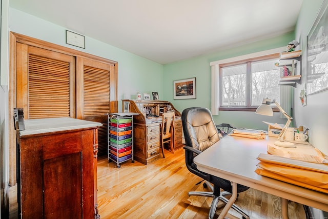 office space featuring light wood-style floors