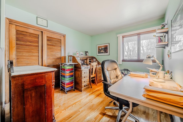 office with light wood finished floors