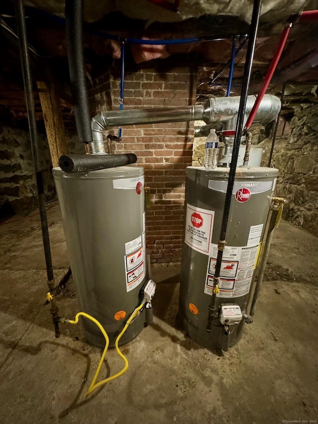 utility room featuring gas water heater