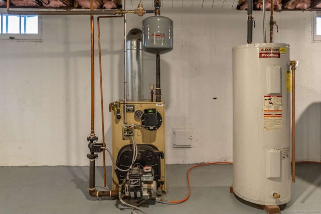 utility room with electric water heater