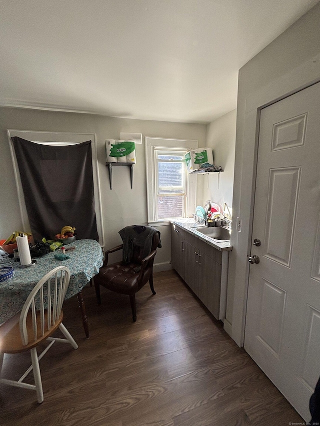 interior space featuring dark wood-style flooring