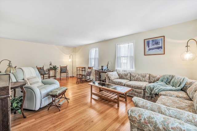 living area with light wood-style flooring