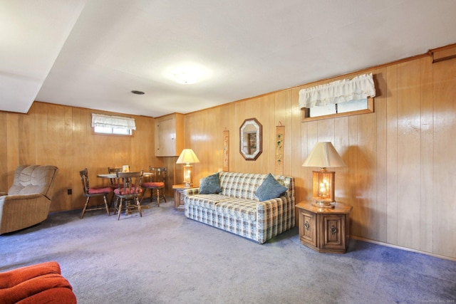 living area featuring carpet floors