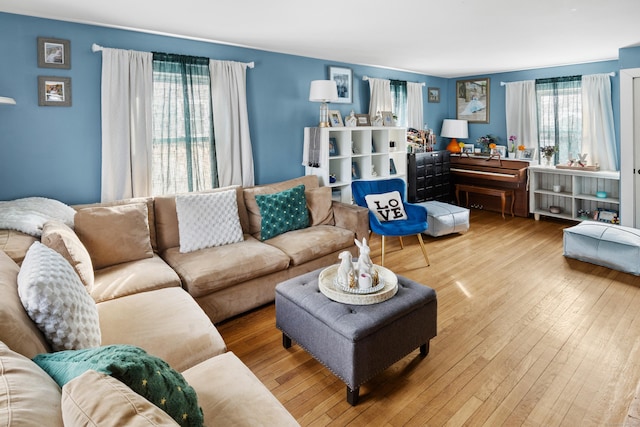 living room with wood-type flooring