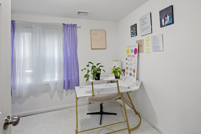 office area with baseboards and visible vents