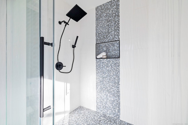 bathroom with a stall shower