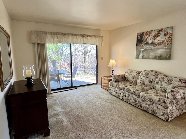 view of carpeted living area