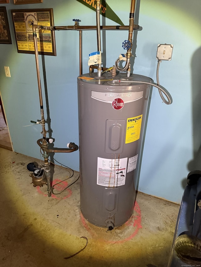 utility room with electric water heater