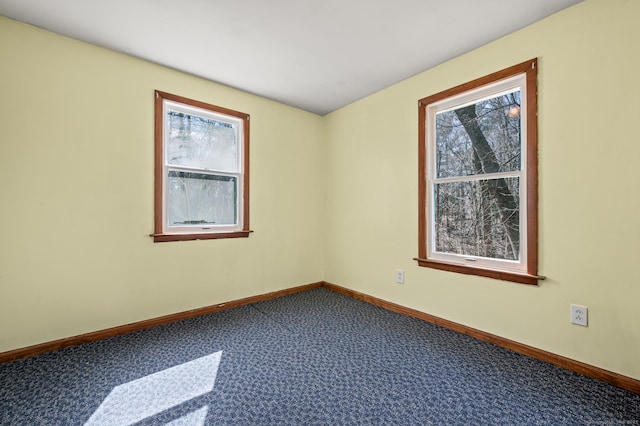 carpeted empty room with baseboards and a wealth of natural light