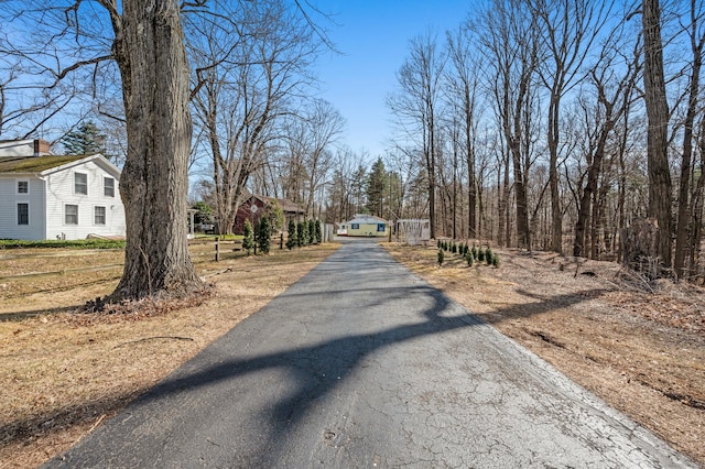 view of road featuring aphalt driveway