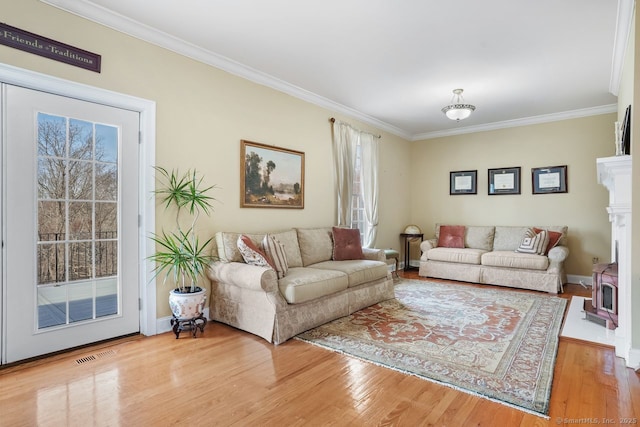 35 Grace View Dr, Easton, CT 06612 - living area featuring healthy amount of natural light, ornamental molding, and wood finished floors