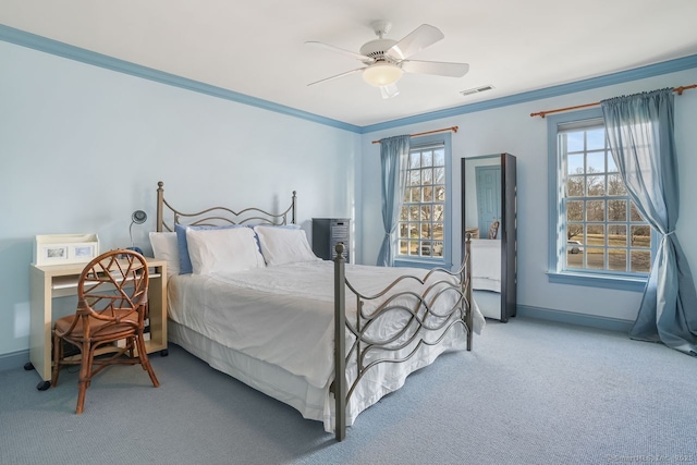 35 Grace View Dr, Easton, CT 06612 - carpeted bedroom featuring ornamental molding and a ceiling fan