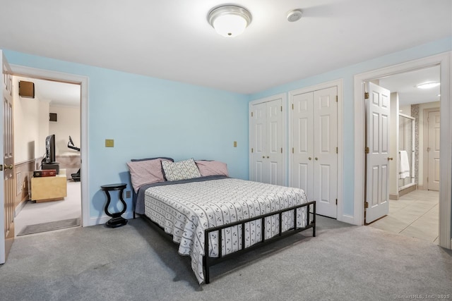 35 Grace View Dr, Easton, CT 06612 - bedroom with two closets, light carpet, and ensuite bath