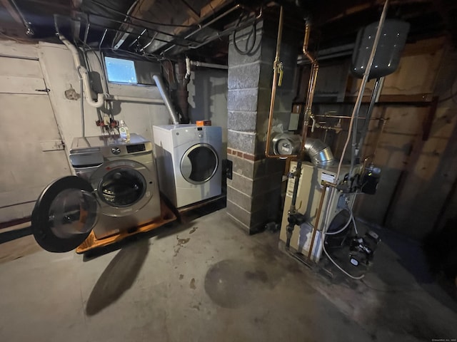 basement with independent washer and dryer