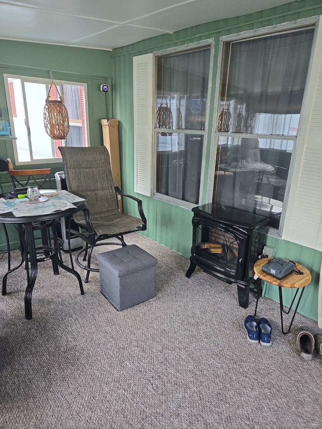 301 Buddington Rd Lot 49, Groton, CT 06340 - sunroom featuring a wood stove