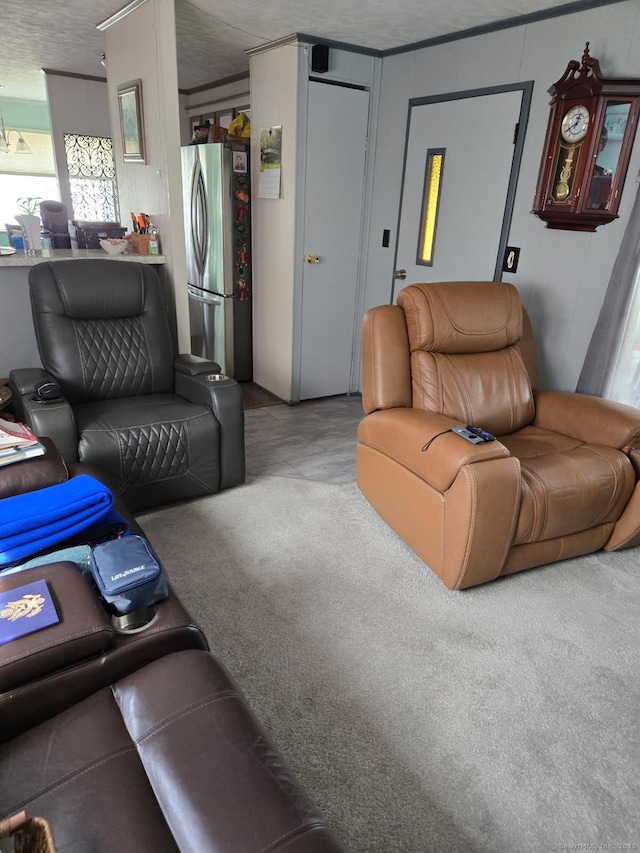 living room featuring carpet floors