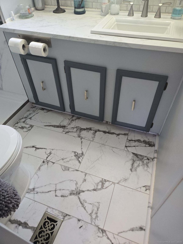 301 Buddington Rd Lot 49, Groton, CT 06340 - bathroom featuring marble look tiles and vanity