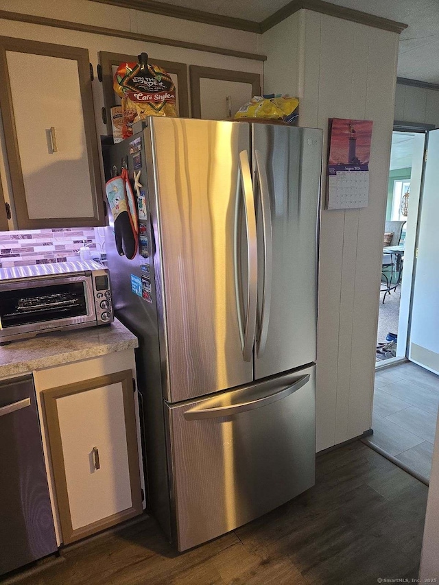 301 Buddington Rd Lot 49, Groton, CT 06340 - kitchen featuring stainless steel appliances, crown molding, and dark wood-style flooring