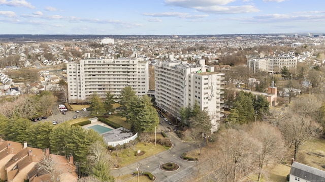 drone / aerial view with a view of city