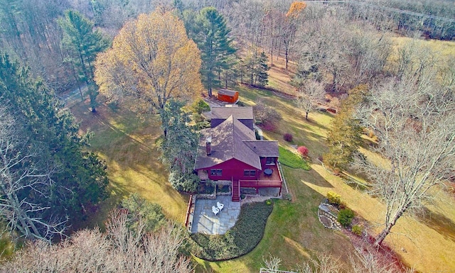 drone / aerial view with a forest view