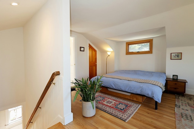 bedroom with light wood-type flooring