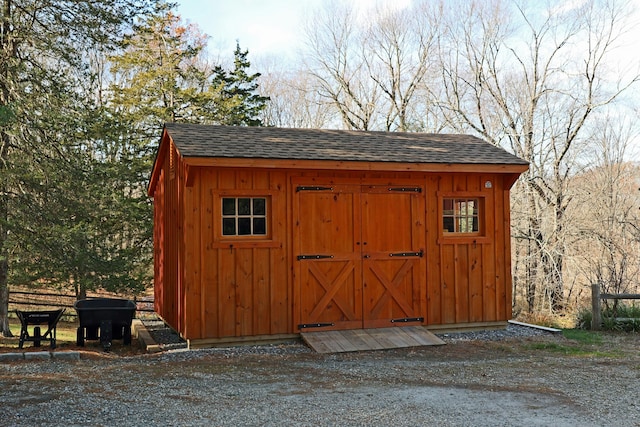 view of shed