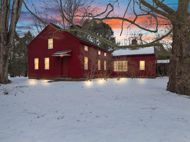 exterior space with a chimney